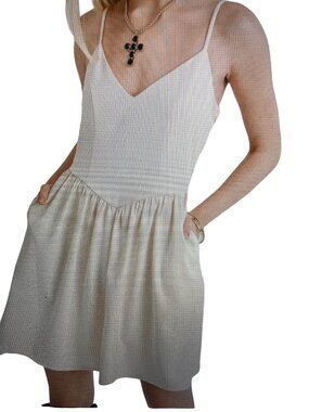 Sage The Label Ivory  Short Dress  Smocking in Rear Mini Large  NWT